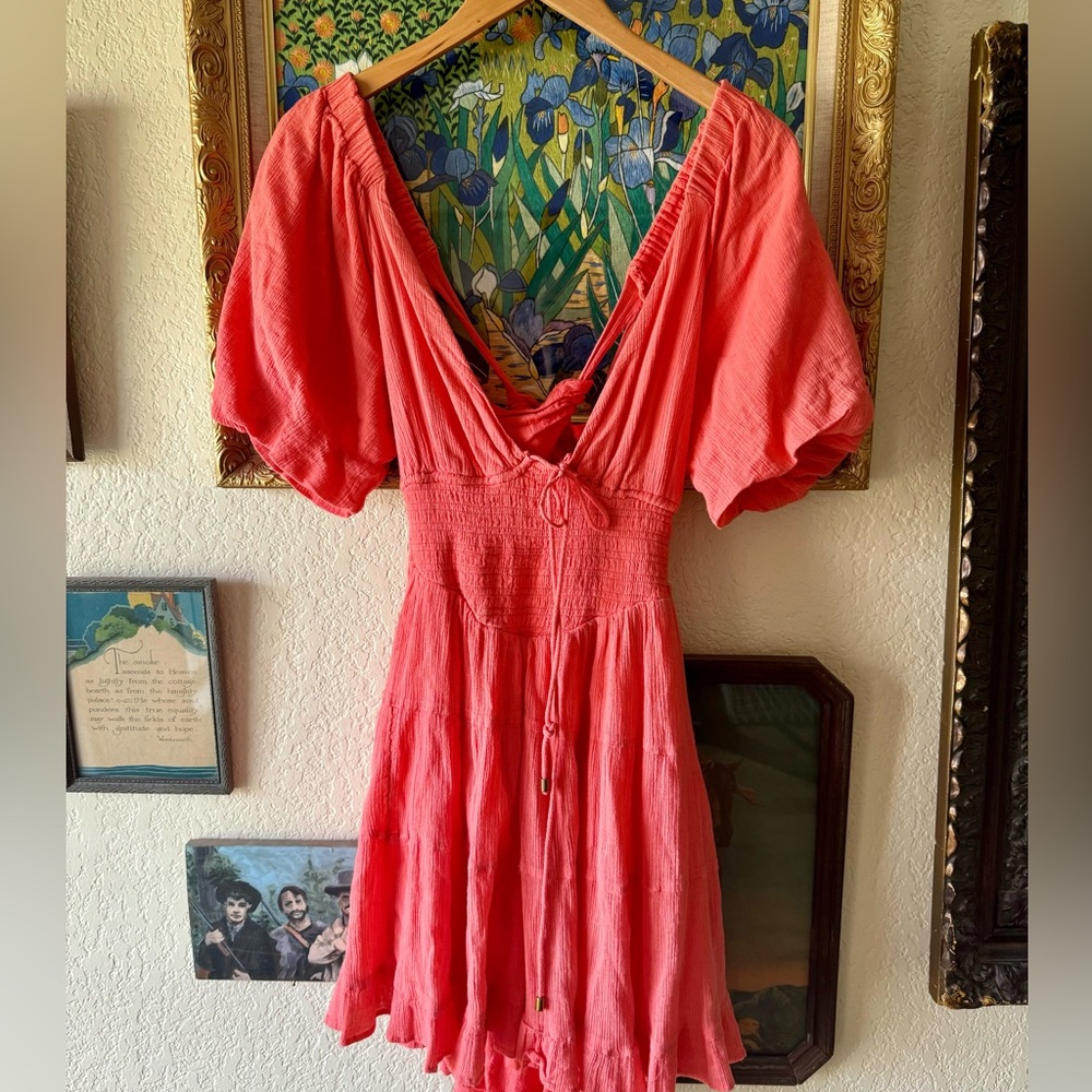 Free People Perfect Day Mini Sundress Size Small Coral Pink